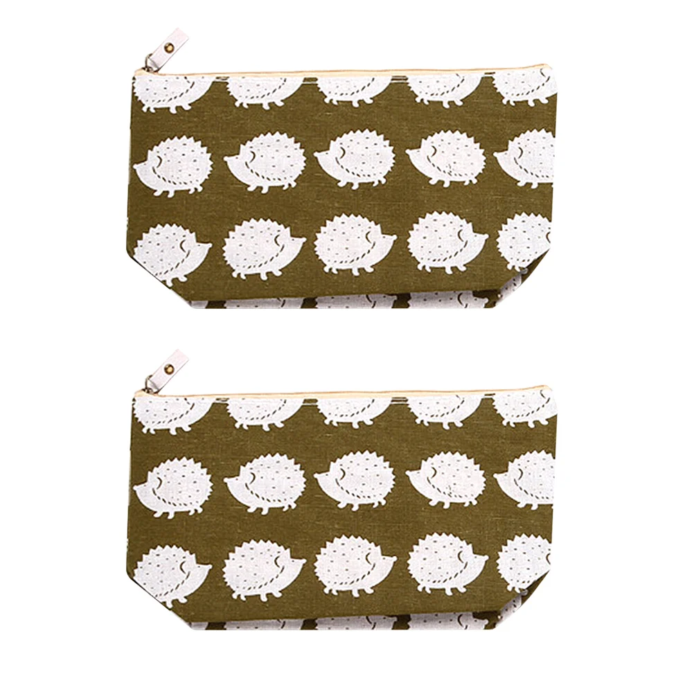 

2Pcs Hedgehog Pattern Pen Bag Creative Pencil Case Adorable Student Stationery Holder for Home Office School
