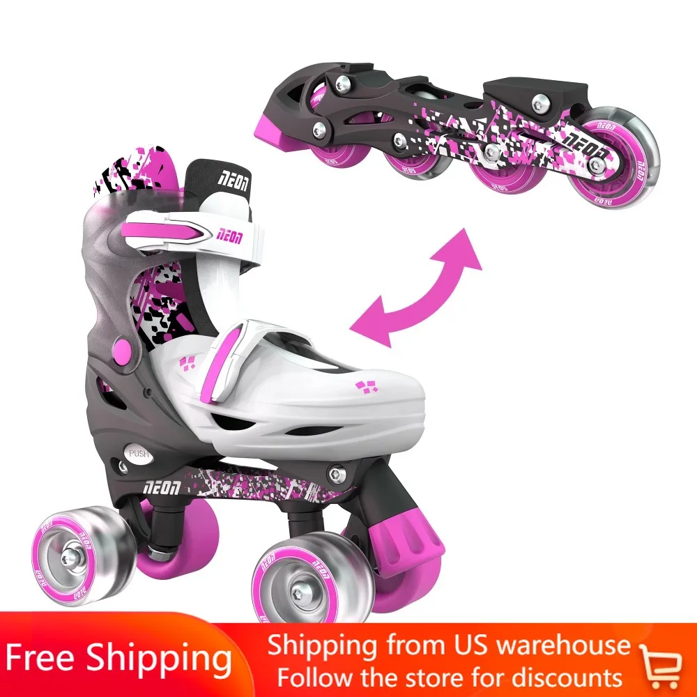 

Neon Combo Cyber Skates Kids Size 3-6 Pink/Black, Unisex, One Pair, Kids Skate Inline and Quad