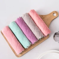 5pcs double layer dish washing cloth household cleaning cloths home kichen tool wiping towel