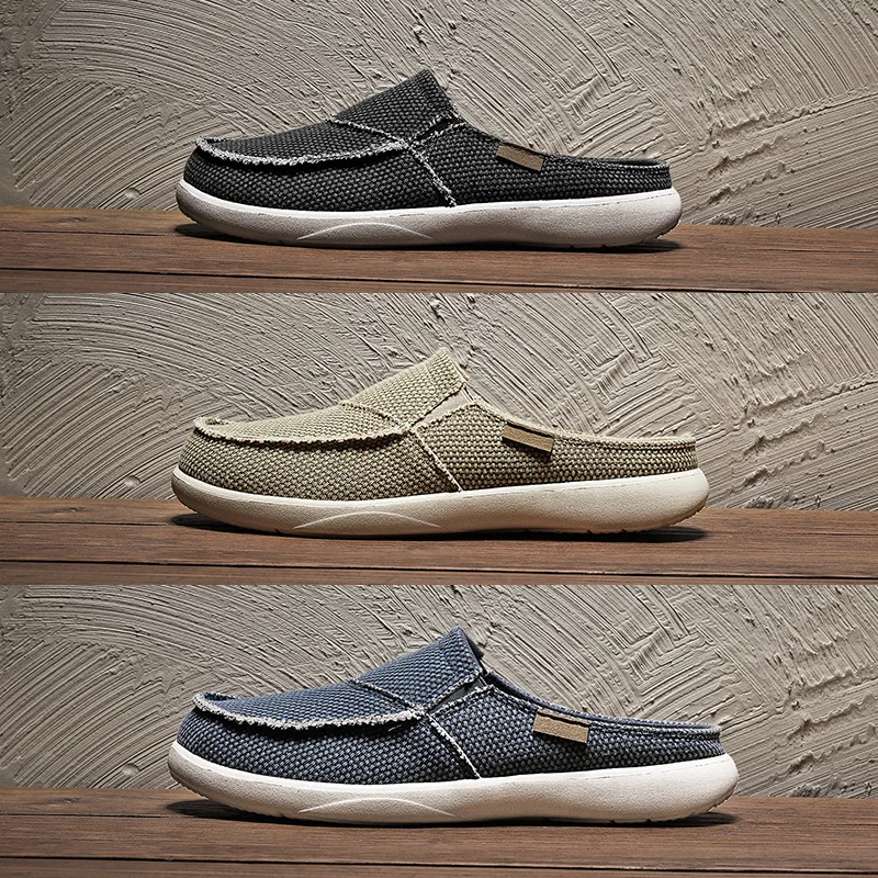 

Denim Canvas Men Breathable Casual Shoes Outdoor Non-Slip Man Sneakers Comfortable Driving Shoes Male Loafers Big Size 46 47