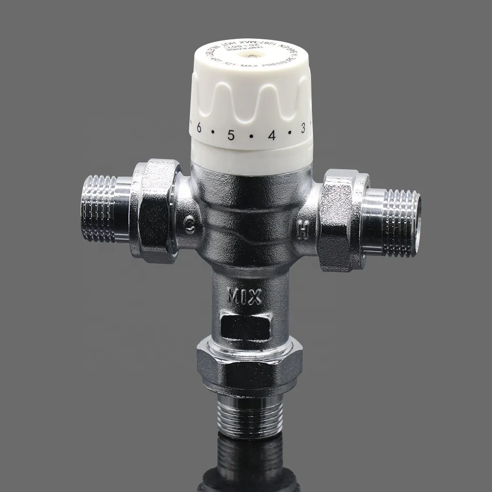 Válvulas de Controle de Temperatura de Água Fria e Quente de Bronze Sanitário Válvula de Mistura Termostática
