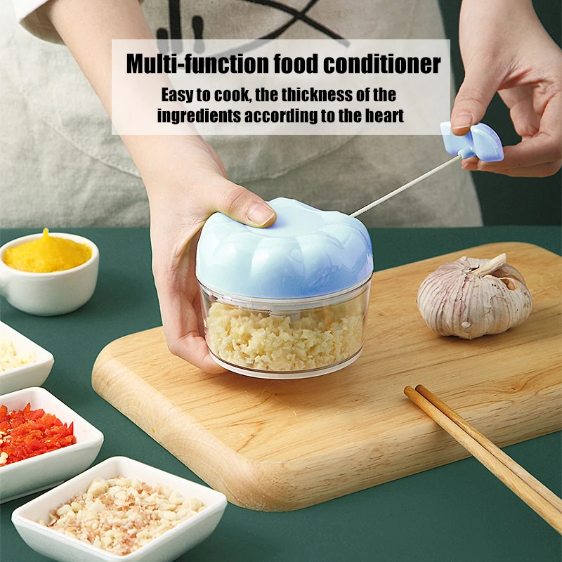 

1Pcs Manual Garlic Chopper Meat Mincer Grinder Shredder Hand Pul lPress Chili Cutter Home kitchen Appliances