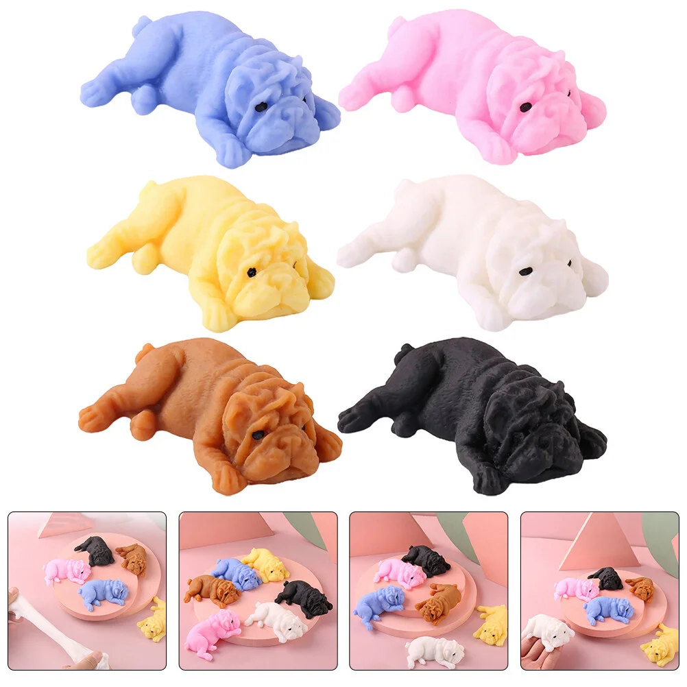 

6 Pcs Tiny Toy Restless Toy Classroom Squeeze Kids Decompression Toys Adorable Office Gifts Party Dog Shaped Cute