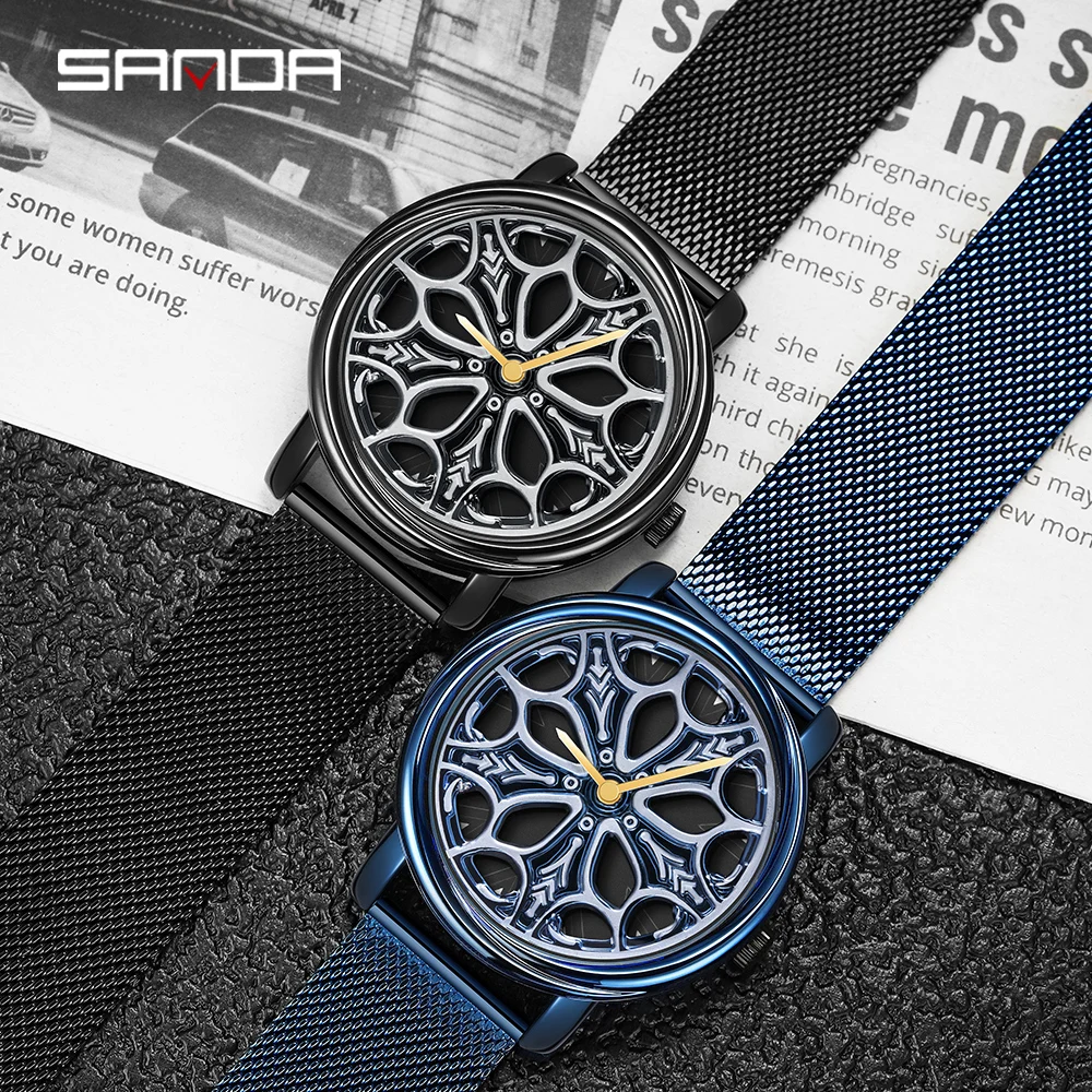 

Fashion Car Wheel Watch Men Rotating Dial Waterproof Sport Steel Clock Creative Rim Hub Wheel Quartz Wristwatch Relogio Masculin