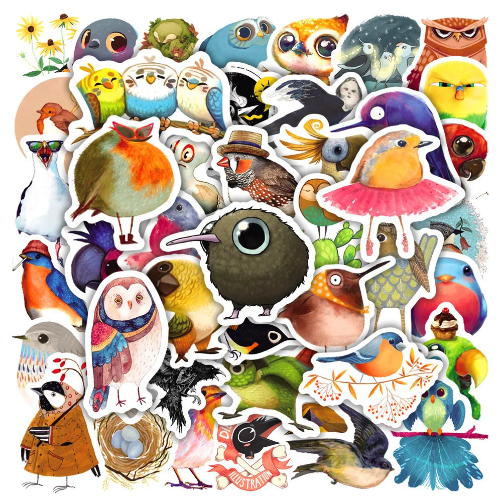 

10/30/50PCS Cartoon Bird Owl Graffiti Sticker Skateboard Water Cup Computer Notebook Refrigerator Luggage Wholesale