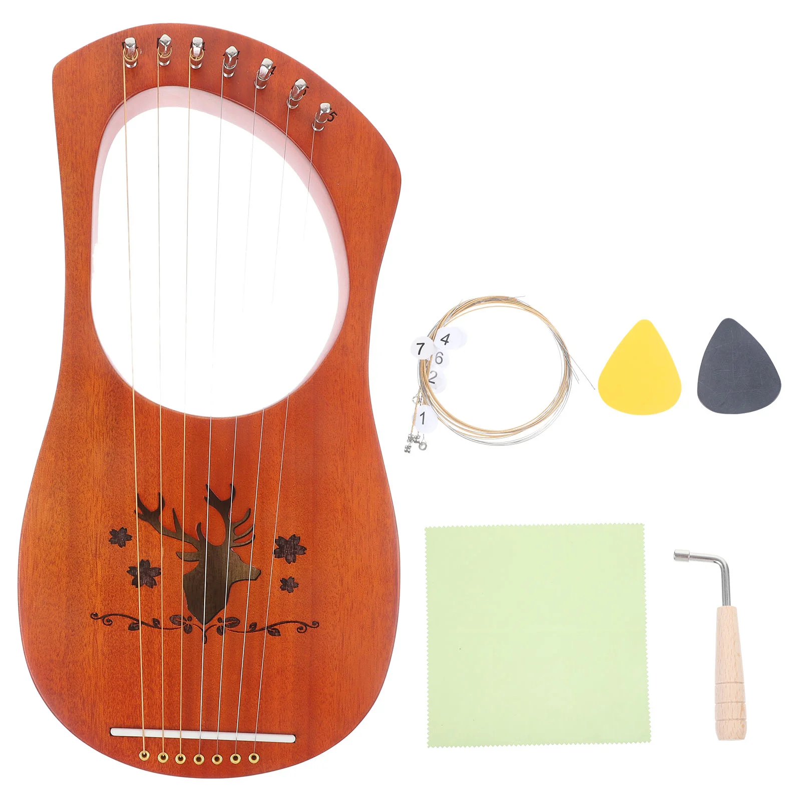 

1 компл. Деревянная Lyre Harp Ретро 7-струнная Lyre Harp музыкальная струна инструмент