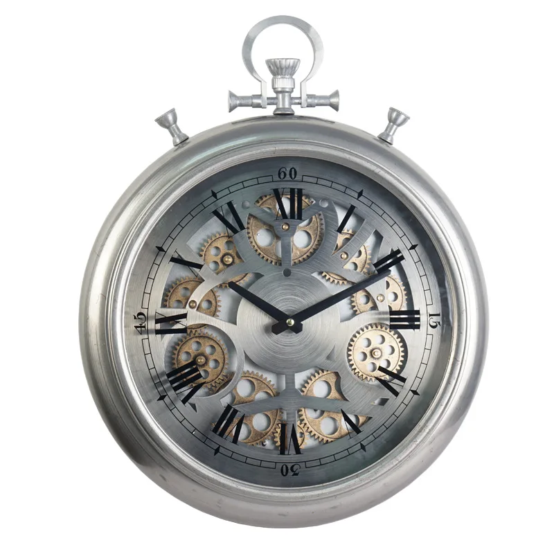 

Metal Industrial Vintage Large Wall Clock Decorative Rustic Steampunk DIY Mechanical Movement Gear Wall Clock American Style