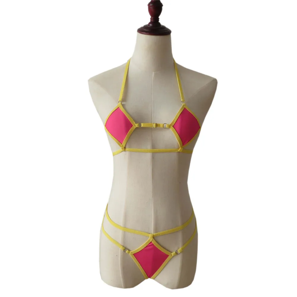 Микро-бикини сексуальный ромбовидный лосьон с вырезами многоверевочные