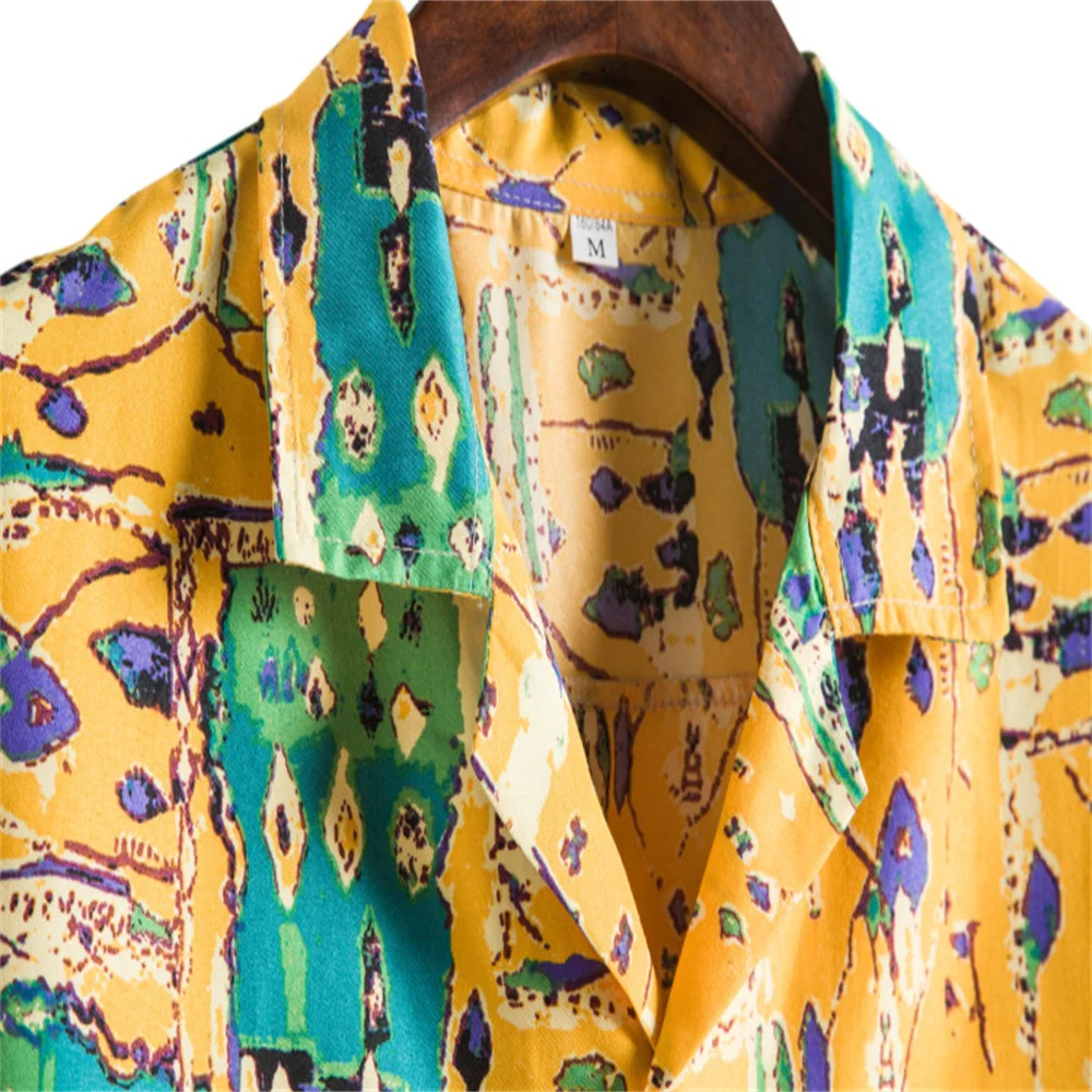 2022 Hawaiian Men's Print Shirts Men Casual Short Sleeves Blouse Plus Size 3XL Comfortable and Breathable Tops