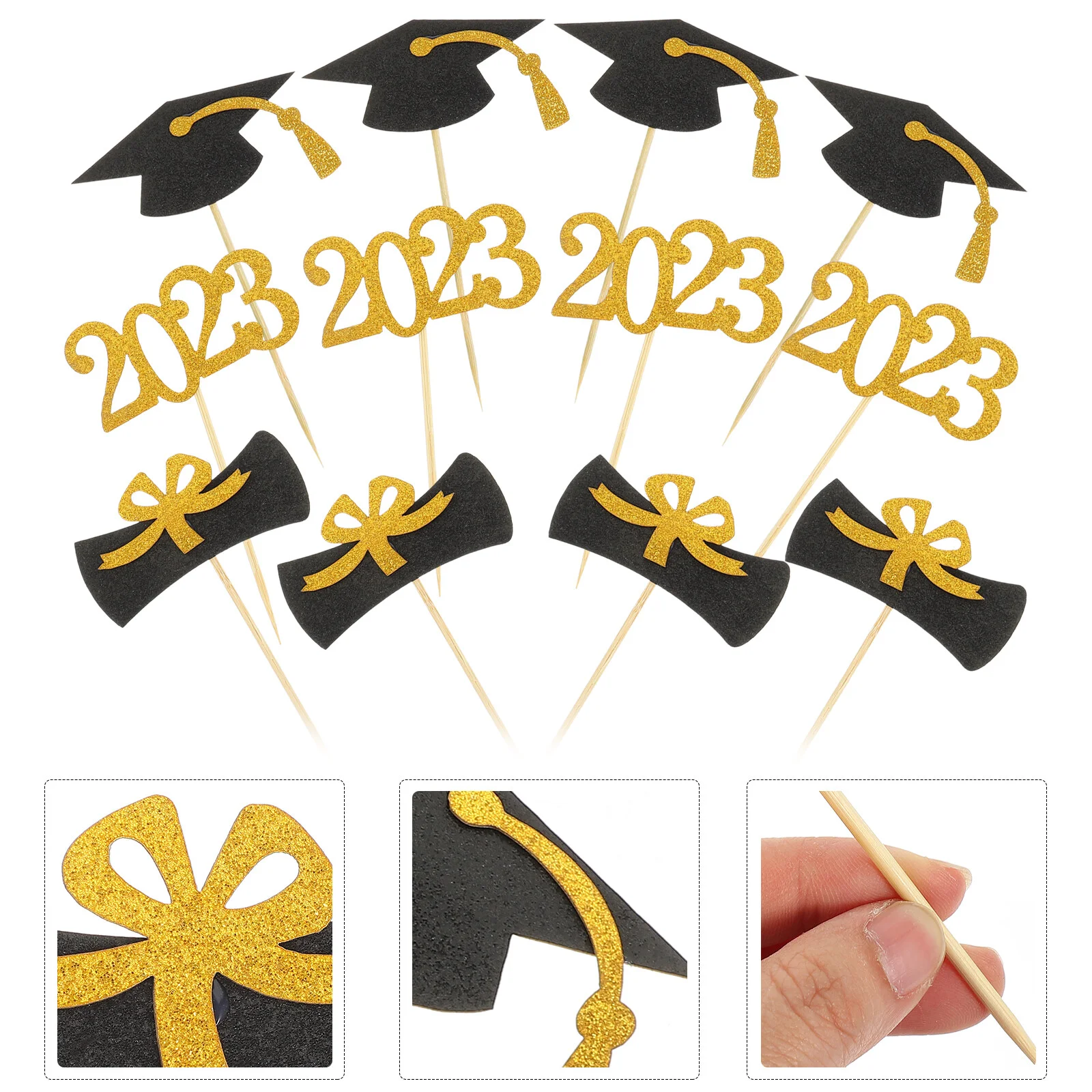 

24 Pcs Graduation Cake Insert Food Decor Paper Cupcake Topper Card Party Decoration Decors Decorations Toppers
