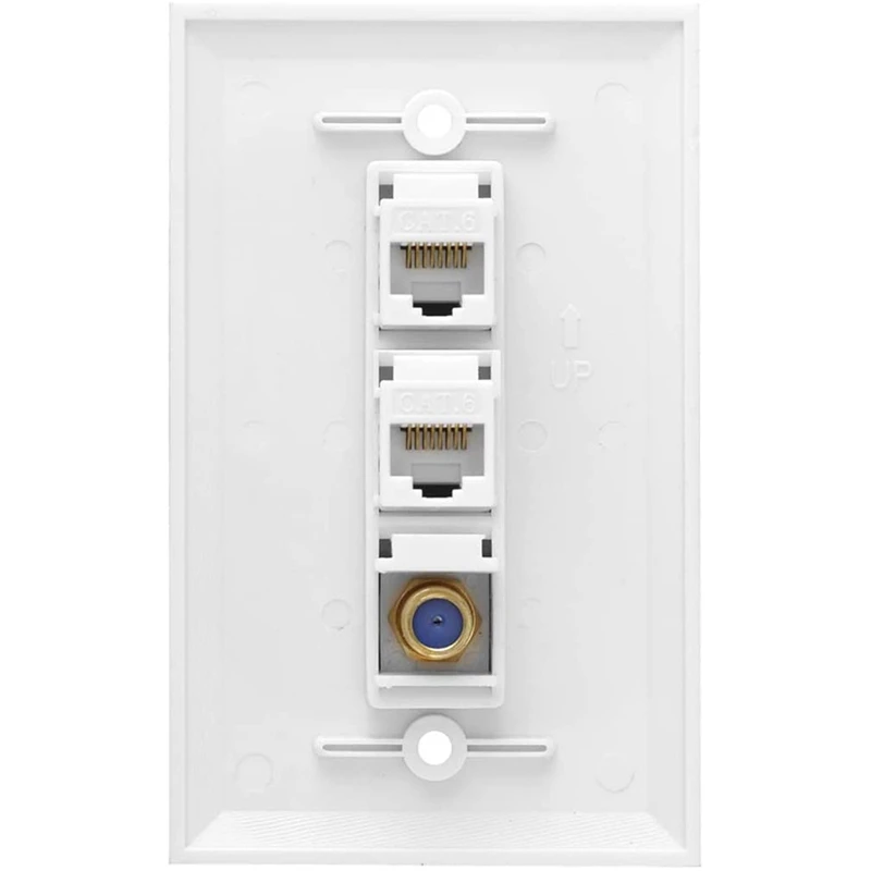 Ethernet Coax настенная пластина 2 порта Cat6 RJ45 Keystone и 1 порт F-типа коннектор Женский к