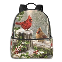 red bird holly berry branches printed mens and womens backpacks business and travel laptop backpacks14 5x12x5 in