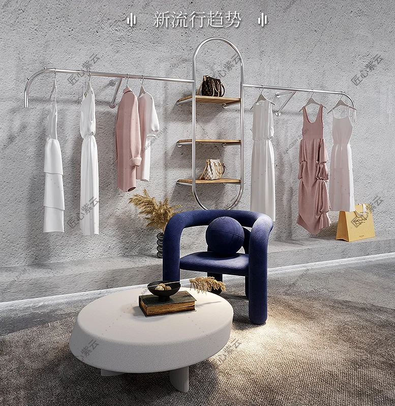 Серебряная вешалка для одежды из нержавеющей стали на стене высококачественного