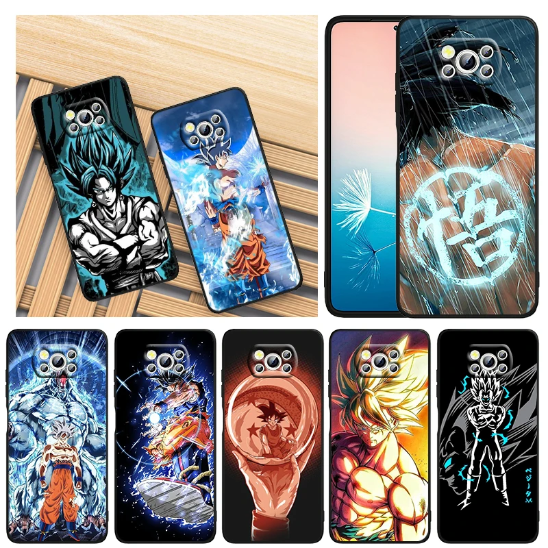 

Dragon Ball Anime Goku For Xiaomi Civi Mi Poco X4 X3 NFC F3 GT M4 M3 M2 X2 F2 Pro C3 4G 5G Black Soft TPU Phone Case