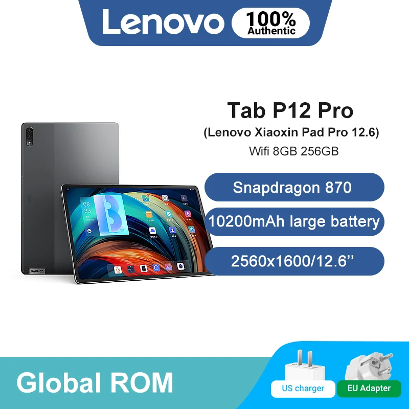 Lenovo-Tableta P12 Pro Xiaoxin Pad Pro 12,6, ROM Global, 2,5 K, AMOLED, 120Hz, Snapdragon 870, 8GB + 256GB, 4 altavoces JBL, 10200mAh, 30W