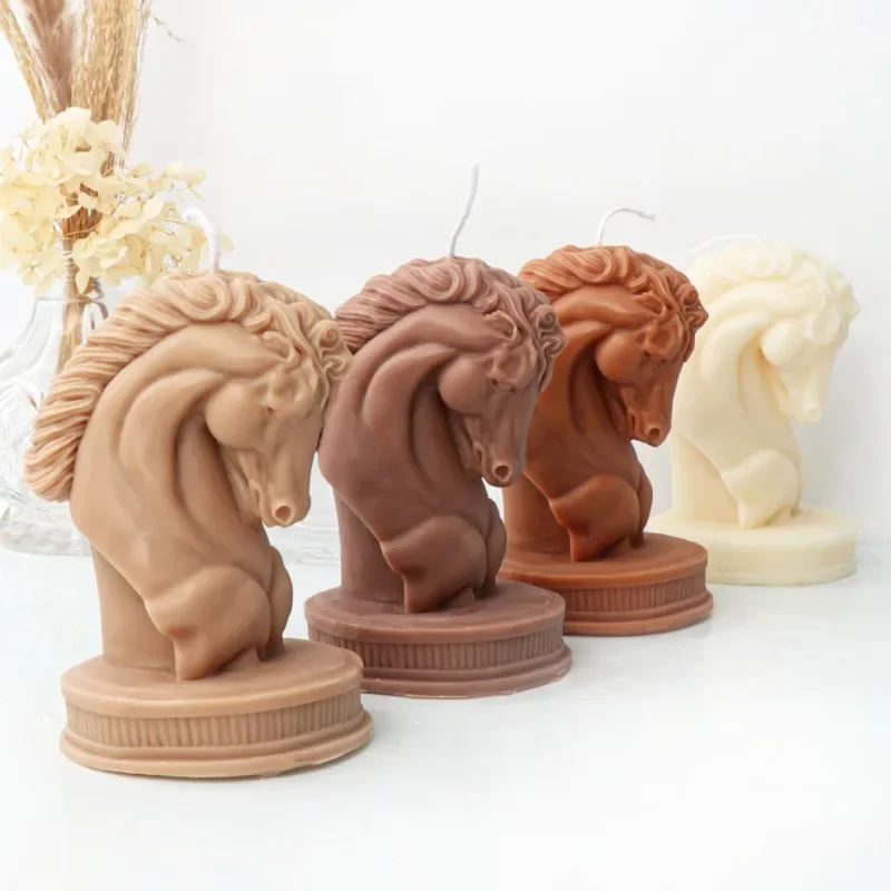 

DIY Horse Head Silicone Candle Mold 3D Bust Riding Statue Animals Soap Resin Plaster Resin Making Set Home Decor DIY Crafts Gift
