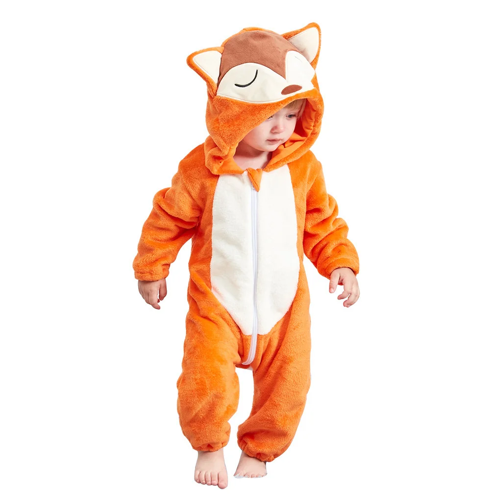 

Новый Зимний Детский костюм с животными оранжевого цвета, комбинезон для косплея с животными, комбинезон с капюшоном для новорожденных мальчиков с героями мультфильмов