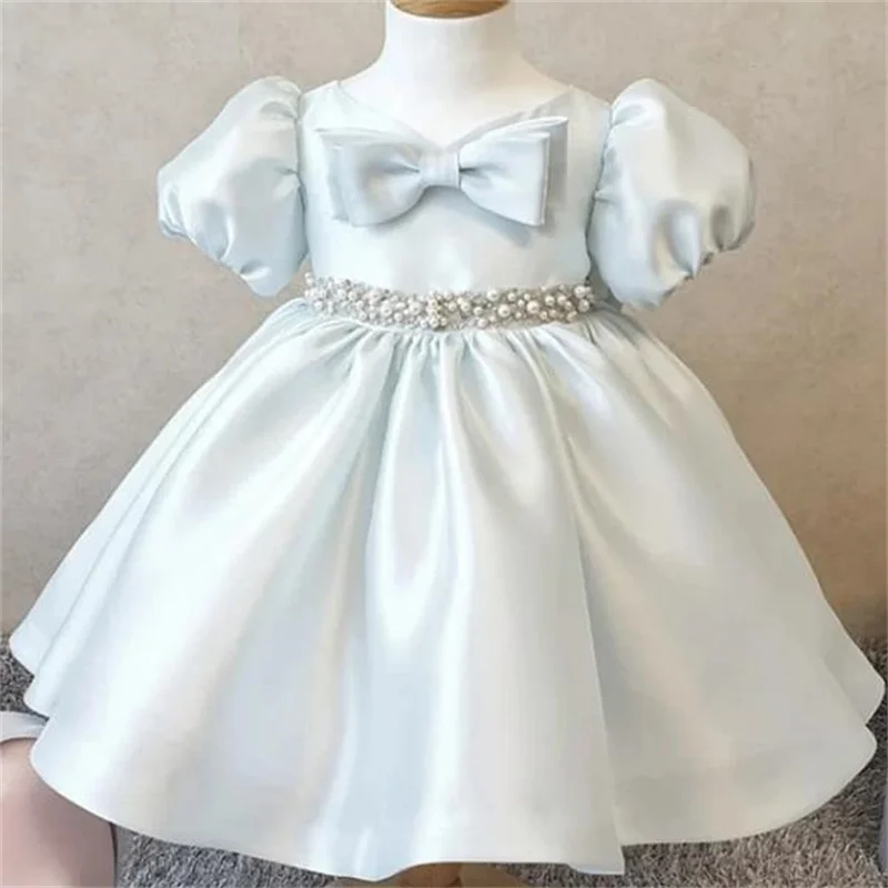

girl baby princess dress puff sleeve pearl butterfly casual party dress