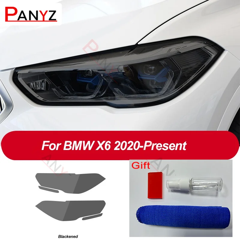 

2 шт. для BMW X6 G06 2020, защитная пленка для фар автомобиля, восстановление фар, прозрачная черная наклейка из ТПУ