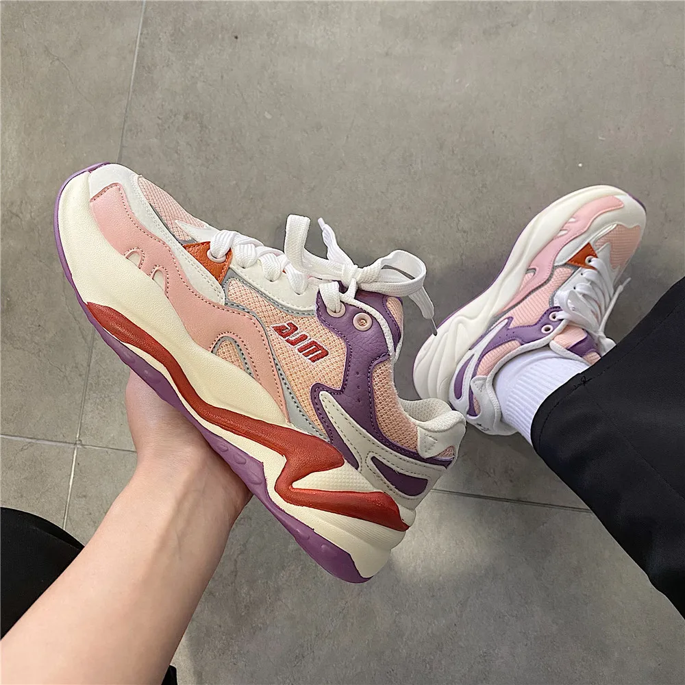 

Sneakers Fashion Mesh Chunky Sneakers Casual Shoes Autumn vintage Comfortable Thick Sole Increase Dad Flats Platform shoes