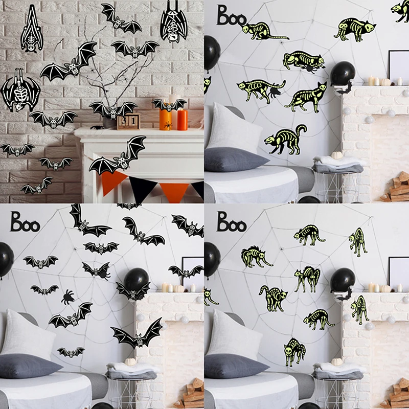 12 Шт. Подвесное Украшение В Виде Скелета Летучей Мыши На Хэллоуин Светящаяся