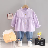 girl clothes sets fashion ruffles long shirt pants 2pcs toddler girl outfits kids suits baby girls birthday clothing fy07083