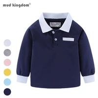 mudkingdom little boys long sleeve polo shirts solid fashion turn down collar cotton tops for kids clothing spring clothes