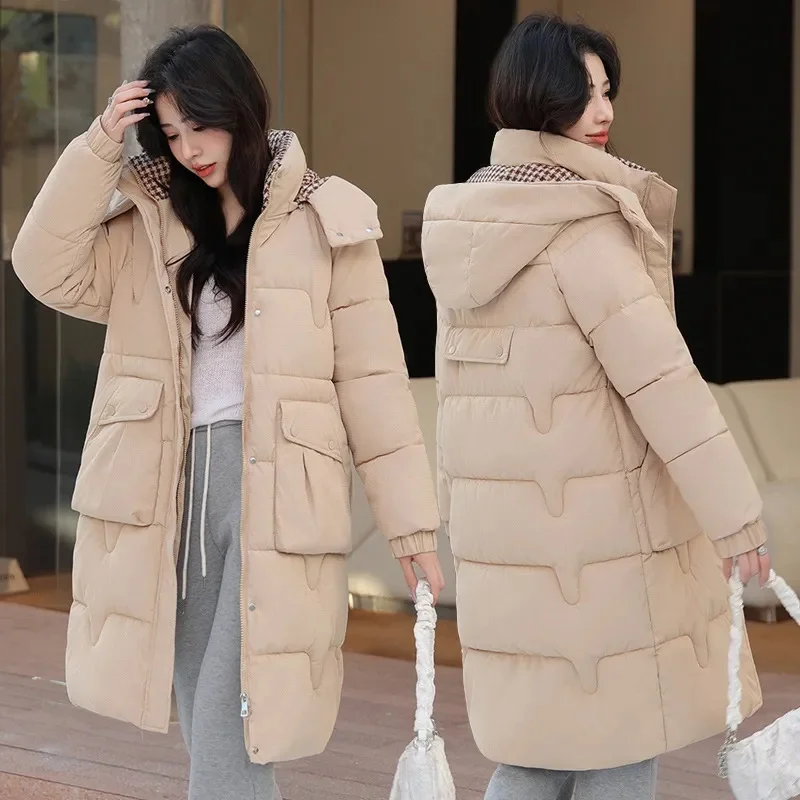 2024 новая зимняя куртка длинные парки женское пуховое стеганое пальто