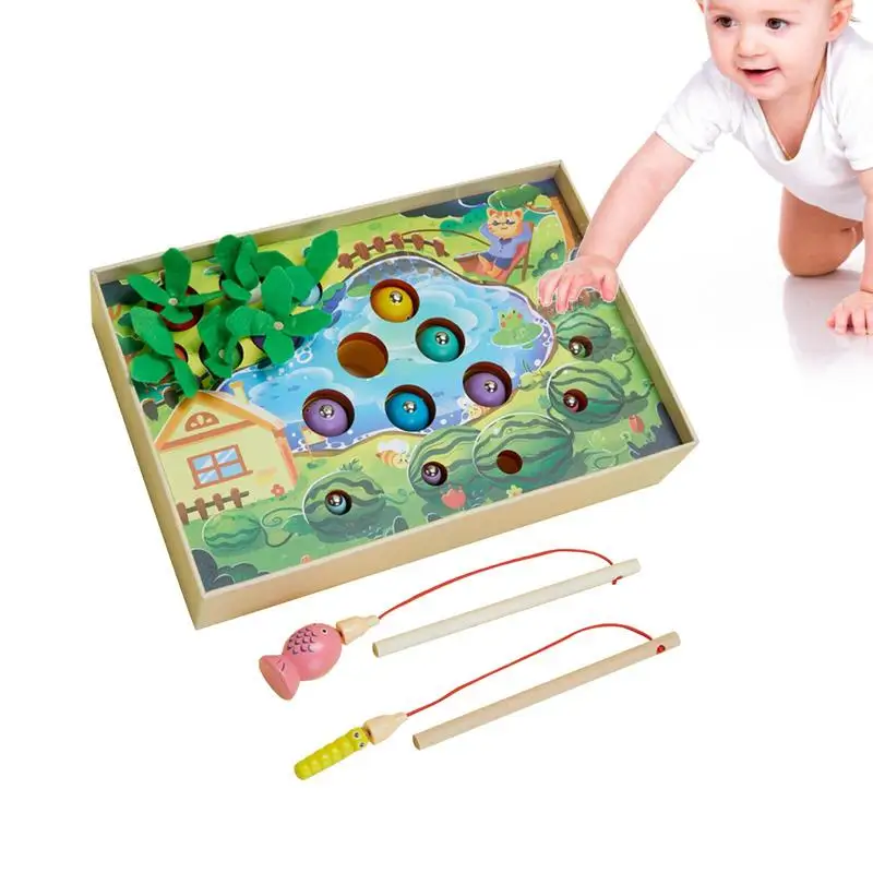 

Коробка для хранения объектов, магнитная коробка Монтессори, игровой набор, подходящая игра для 1-3 лет, рыбалка, морковь, поймать червя, день рождения