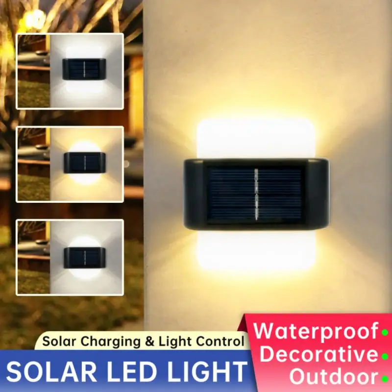 

2/1pcs Solar Wall Lamp Outdoor Lights Waterproof Up And Down Lighting Garden Yard Street Wall Decor Stairs Fence Sunlight Lamp