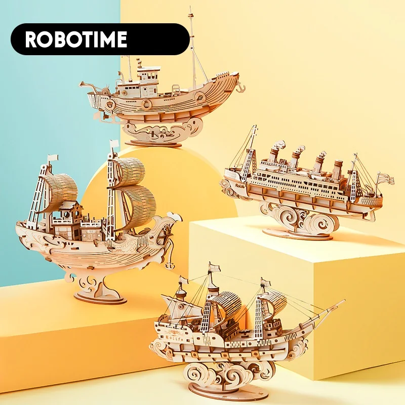

Robotime 3D Wooden Puzzle Games Boat & Ship Model Toys For Children Kids Girls Birthday Gift