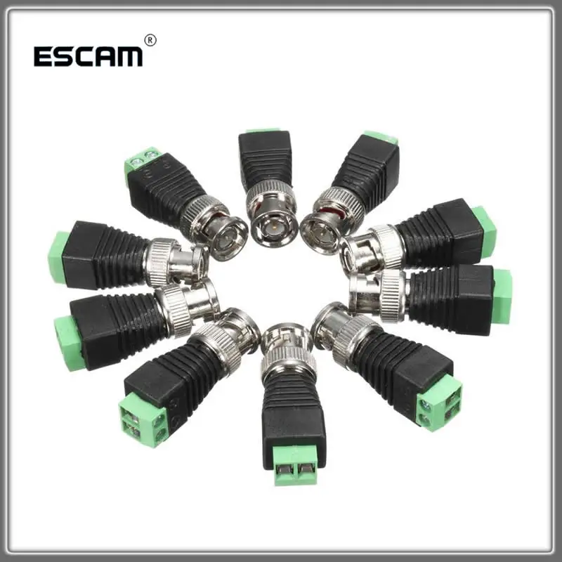 10Pcs/lot Coaxial Coax CAT5 BNC UTP Male Connector for CCTV Camera Security System Surveillance Accessories