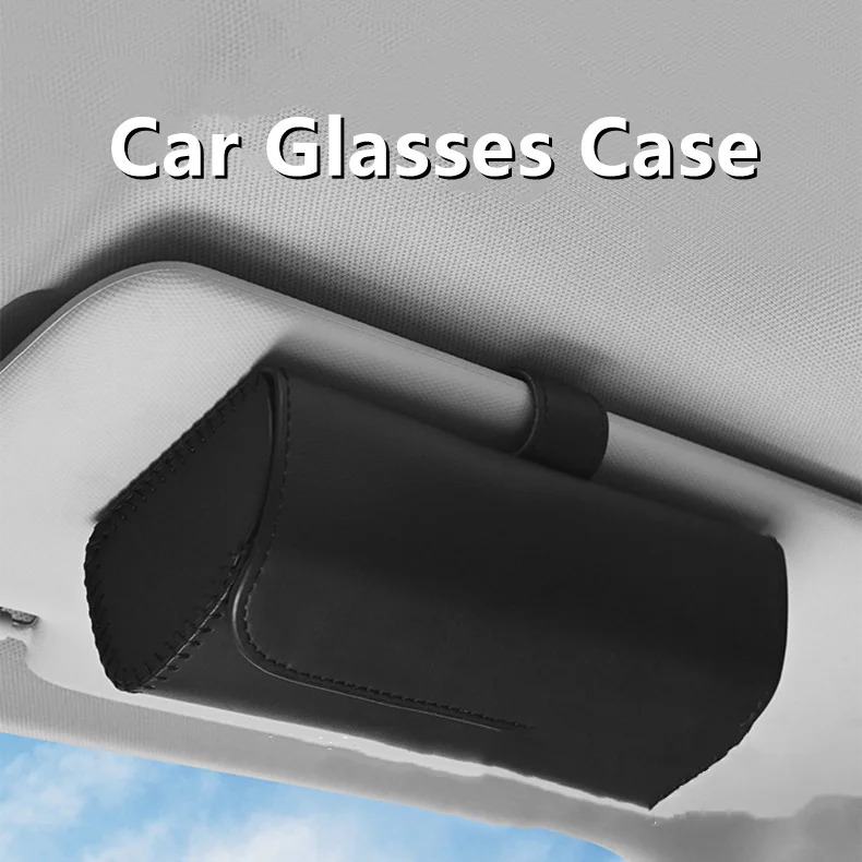 

Car Visor Sunglasses Case Clip Hanger Magnetic Fastener Sunglasses Holder PU Leather Storage Box Eyeglasses Holder Car Interior