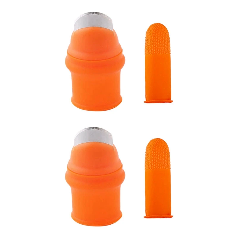 

2X Gardening Silicone Thumb Knife With Finger Cots Thumb Knife Picker For Fruits Vege-S