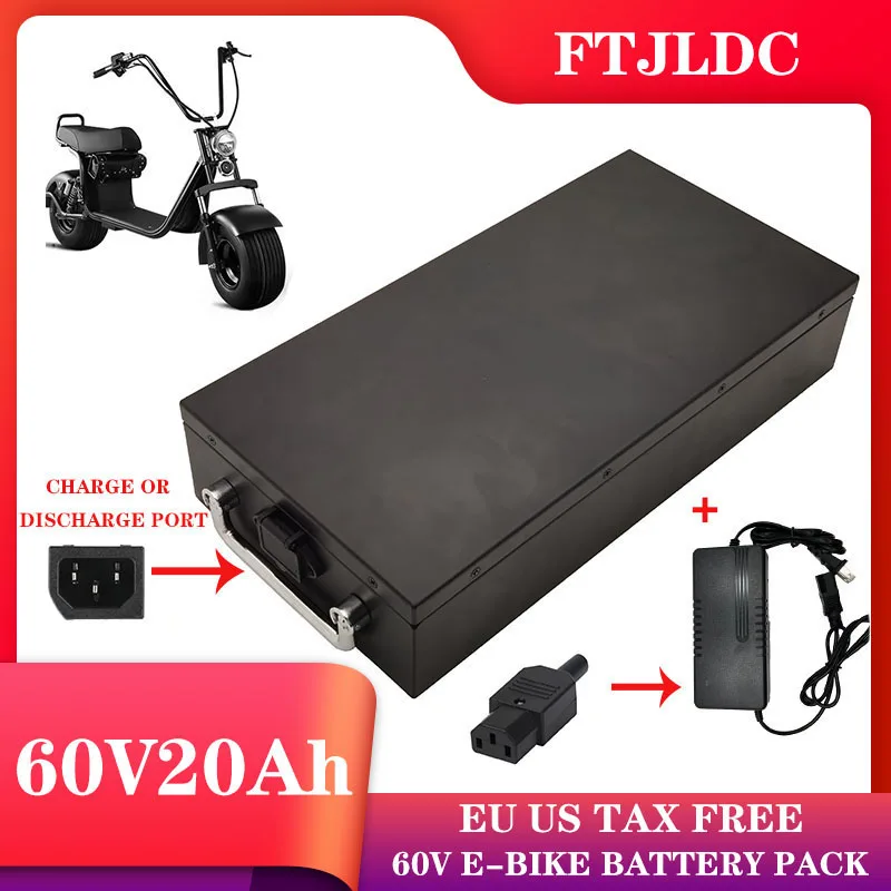 

FTJLDC 60V 20Ah Halley battery is used for two wheel foldable Citycoco electric scooter 18650 lithium battery pack+67.2V charger