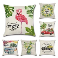lemon truck linen cushion cover 45x45cm summer beach vacation pillow case home decorative pillows cover for sofa home decor