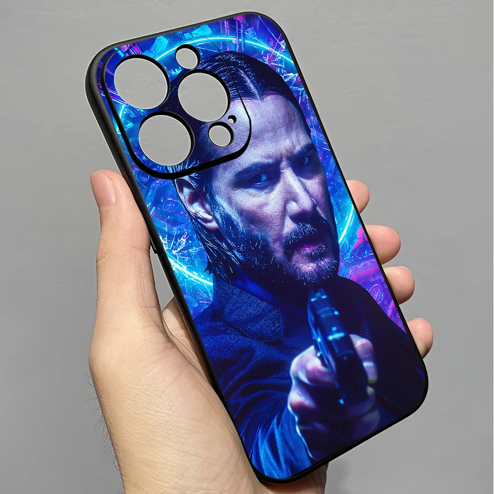 Movie J-John W-Wick Phone Case for iPhone 12 11 13 14 15 16 Max Pro Plus Black Soft Silicone Cover