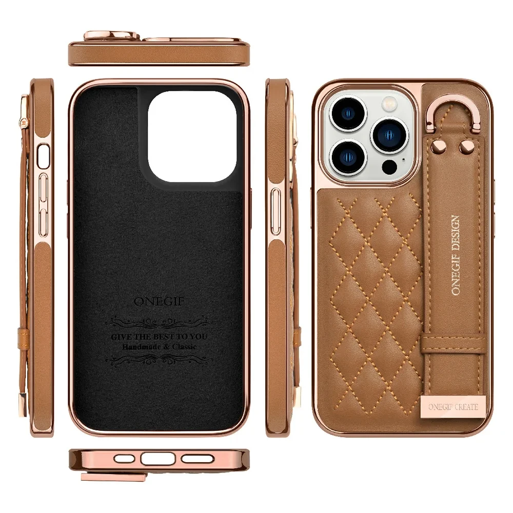 

Premium Embroidered Wrist Strap Phone Case for iPhone 13 Pro Max Electroplate Fashion Phone Case foriPhone 14 14Plus 14 Pro Max