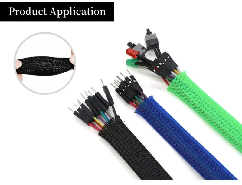 1 ~ 50 м ПЭТ расширяемая кабельная втулка 4 мм плотная плетеная высокая плотность