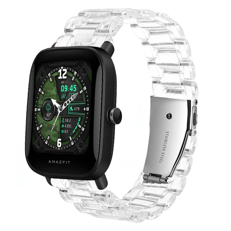 

20mm 22mm Band for Amazfit Gts/2/3/gts2 mini Gtr 2 3 47mm 42mm Smartwatch Resin Transparent wrist bracelet For Amazfit Bip Strap