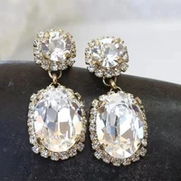 trendy luxury stylish big oval women drop earrings fashion elegant female accessories for engagement wedding jewelry