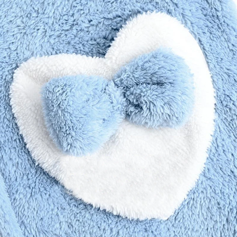 Lovely Women's Nightgown Hooded Fleece Nightdress Plush Warm Loungewear with Pocket Sky Blue Dog Animal Pajamas Cosplay Homewear