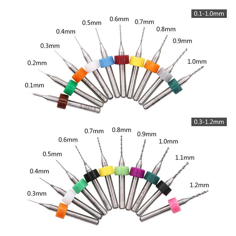 

10pcs/Set 0.1mm-1.2mm High Quality Hard Alloy PCB Print Circuit Board Carbide Micro Drill Bits Tool 0.1mm 1.2mm