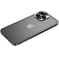 luxury metal frame lens protection for iphone 13 pro max aluminum phone case for iphone 13 matte translucent back cover