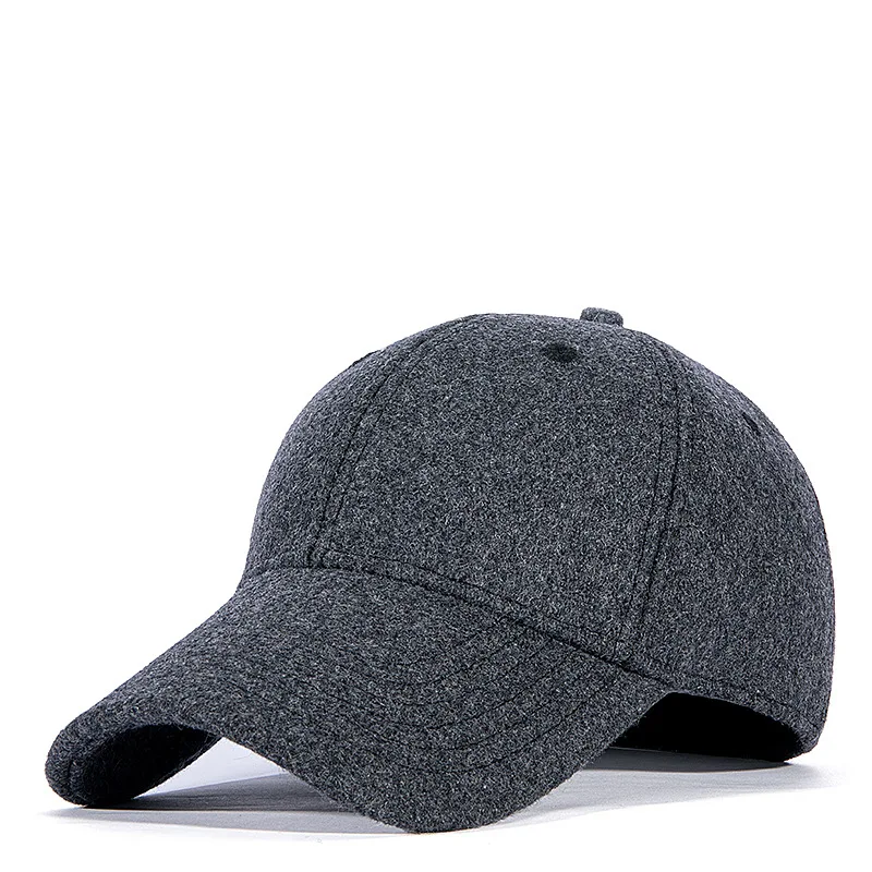 Unisex Woolen Baseball Cap,Winter Wide Brim Warm Snapback Hat