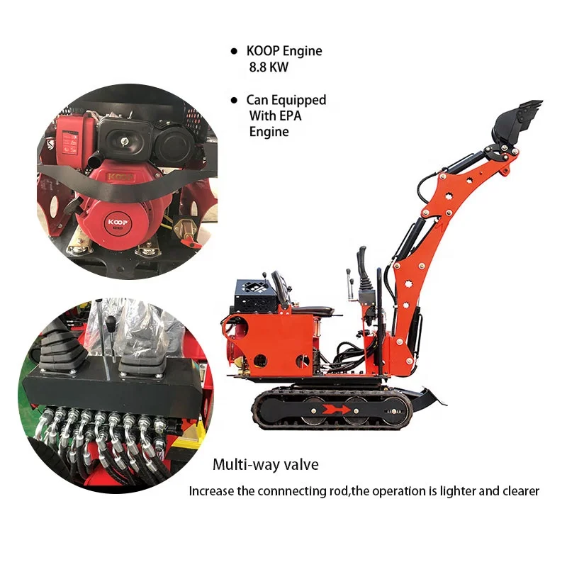 Household 0.8 T Mini Digger Machine Excavator Garden Used Towable Mini Excavator 0.8Ton Trenching Machine	1Ton 1.5Ton 1.8Ton