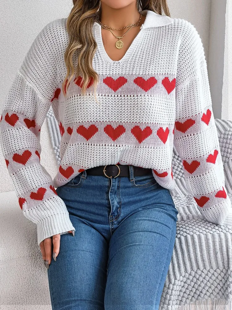 

Cute Sweaters For Women Lantern Sleeve V Neck Knitted Tops European To American Style Fashion Casual Clothing Khaki White Grey