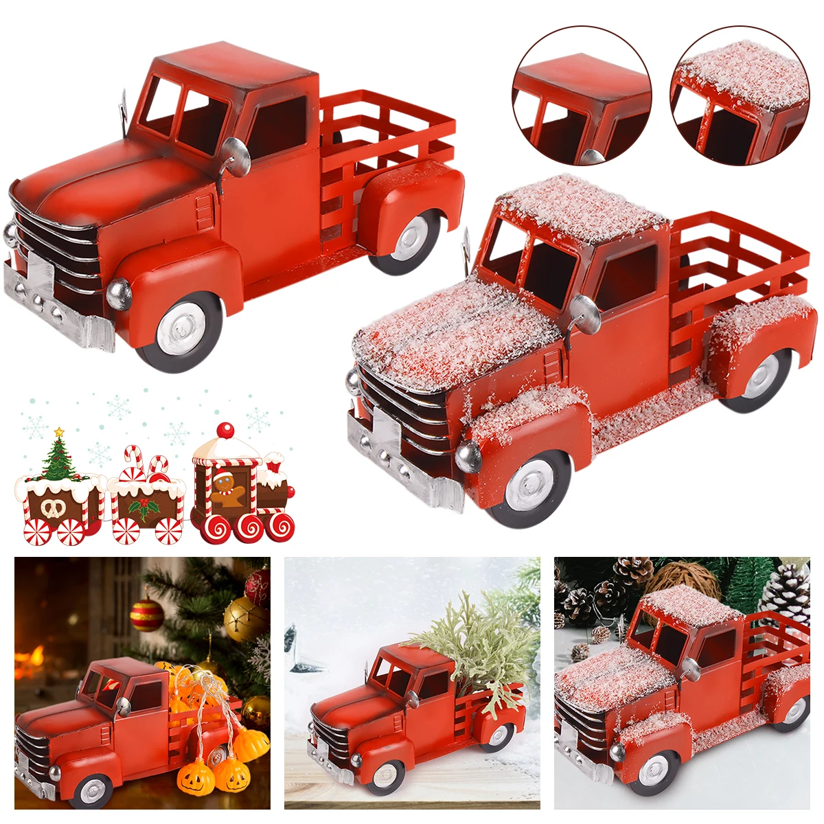 

Винтажный Красный Грузовик Декор ручной работы красный металлический грузовик автомобиль Фермерский грузовик украшения Рождественская м...
