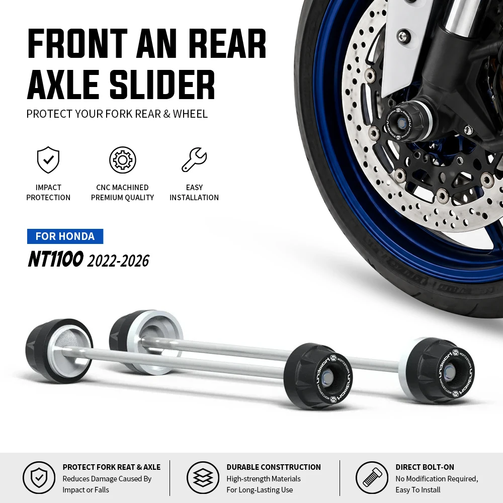 Фото Защитные слайдеры передних и задних колес для HONDA NT 1100 2022-2026, защита передней вилки мотоцикла от падений №1