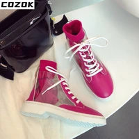 transparent shoes womens sandals boots womens short boots summer spring autumn single boots mid length korean version spring